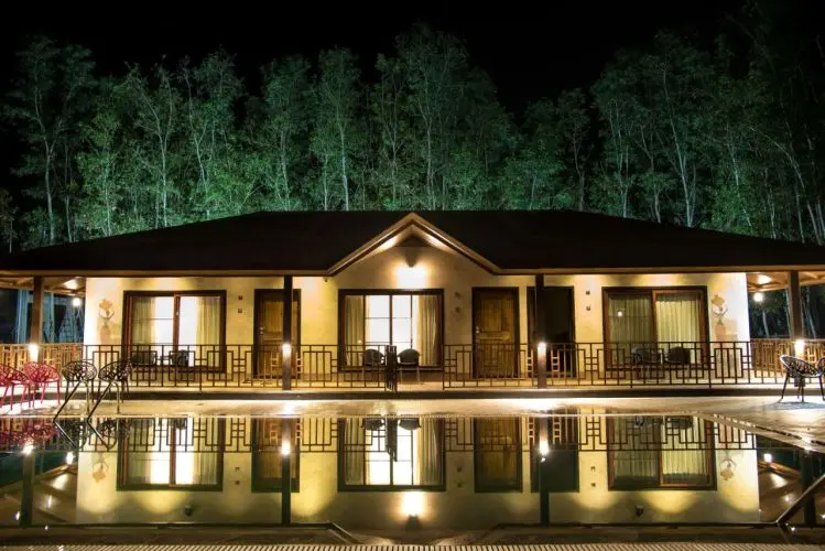 Exterior view of Dew Drops Jungle Resort building and architecture